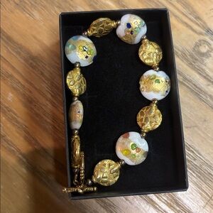 Elegant Gold and White Beaded Bracelet